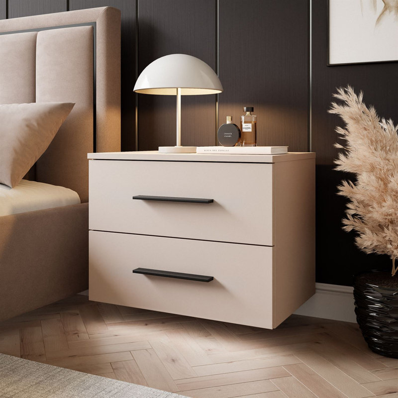 55cm W Bedside Table, Cashmire/Black