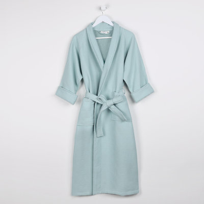 Peignoir unisexe en coton léger, moelleux et doux à tissage gaufré et à motif alvéolé McPhail