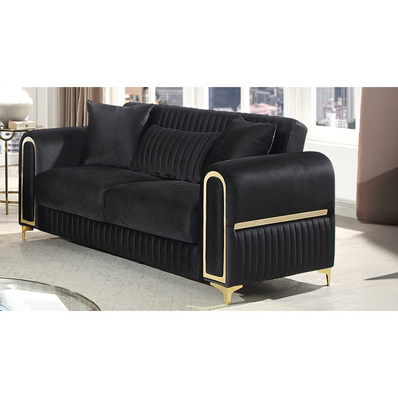 Causeuse rembourrée noire Ruby