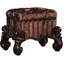 Tabouret de coiffeuse marron luxueux avec clous décoratifs et rembourrage moelleux, finition passepoilée en chêne cerisier.