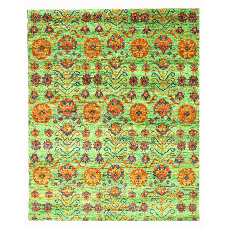 Tapis oriental en soie noué à la main Daari, Rectangle 9 pi x 12 pi
