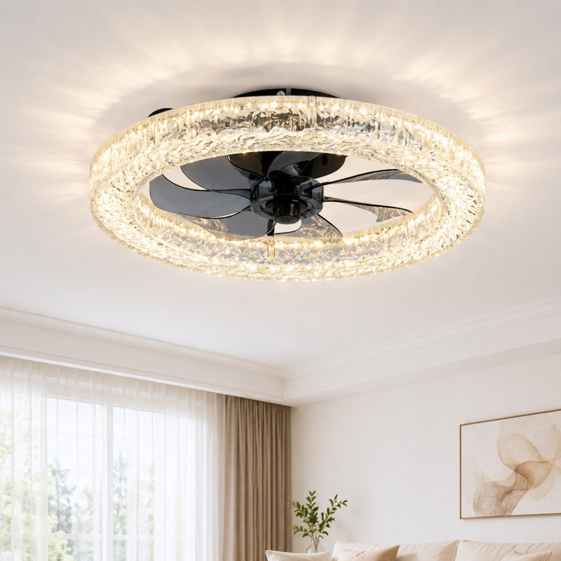 20in Modern Crystal LED Ceiling Fan Light