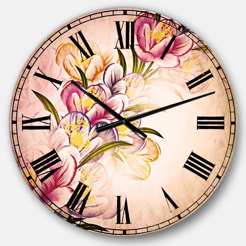 Fleurs mauves - horloge murale, Grand