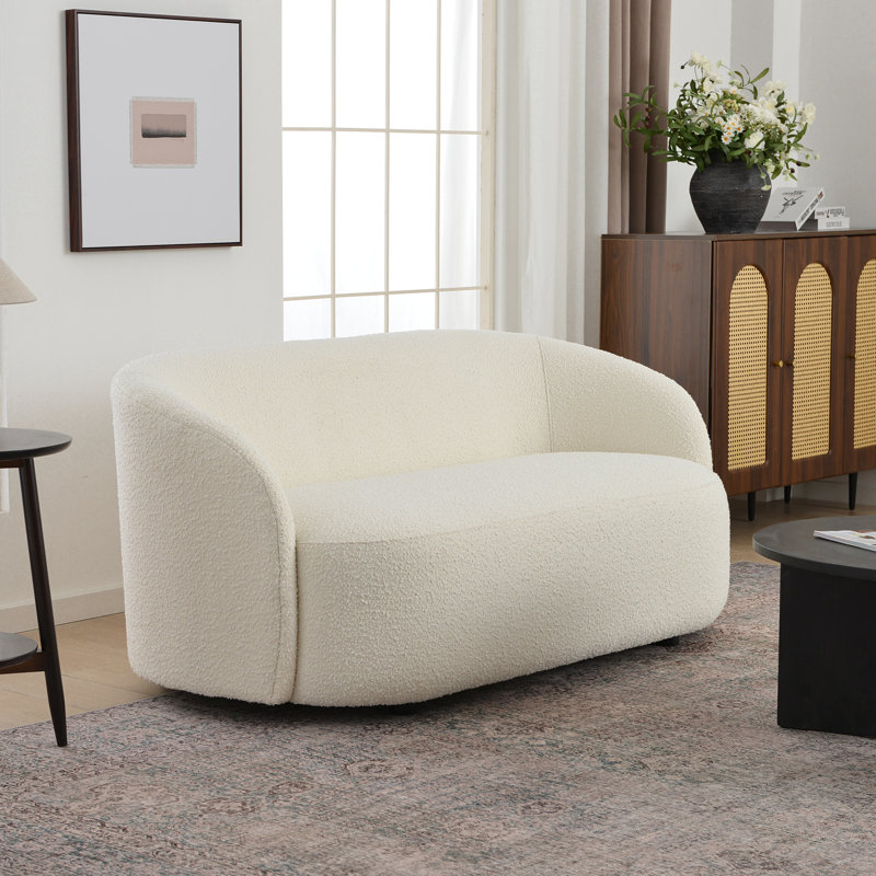 Cleaven 68'' Wide Boucle Upholstered Loveseat Sofa, Cream