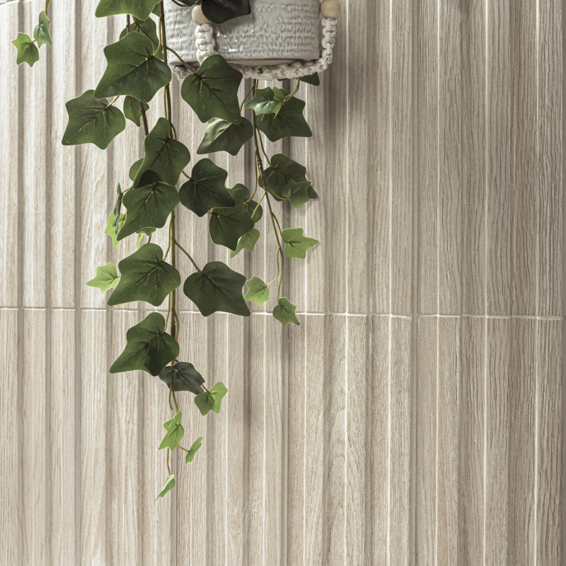 Carrelage mural en porcelaine mat imitation bois cannelé Ackland Serata Vibra Dunewood 15,2 cm x 40,6 cm, Dunewood
