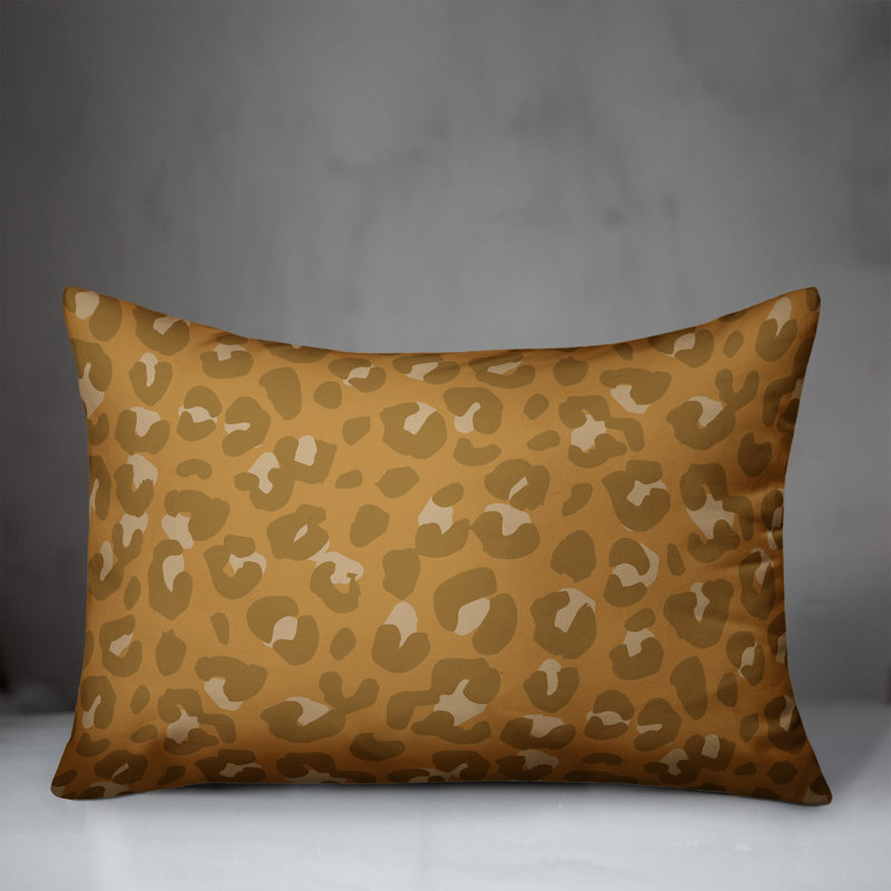 Coussin lombaire rectangulaire à imprimé animal, Jaune