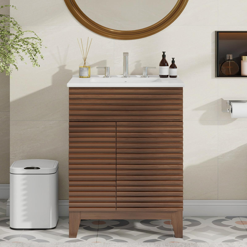 Ensemble de meuble-lavabo Mid-Century avec lavabo