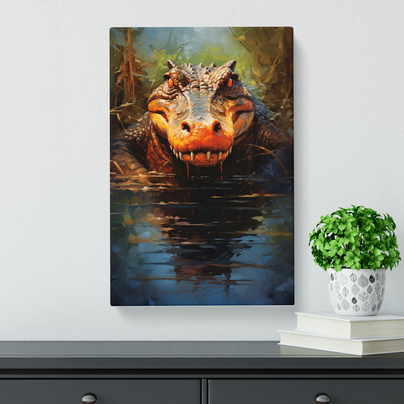 Crocodile Modern - No Frame Art Prints - Wrapped Canvas, 60cm H x 40cm W x 3cm D