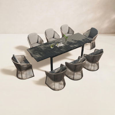 Blanche Rectangular 8-Person Outdoor Dining Set with Cushions