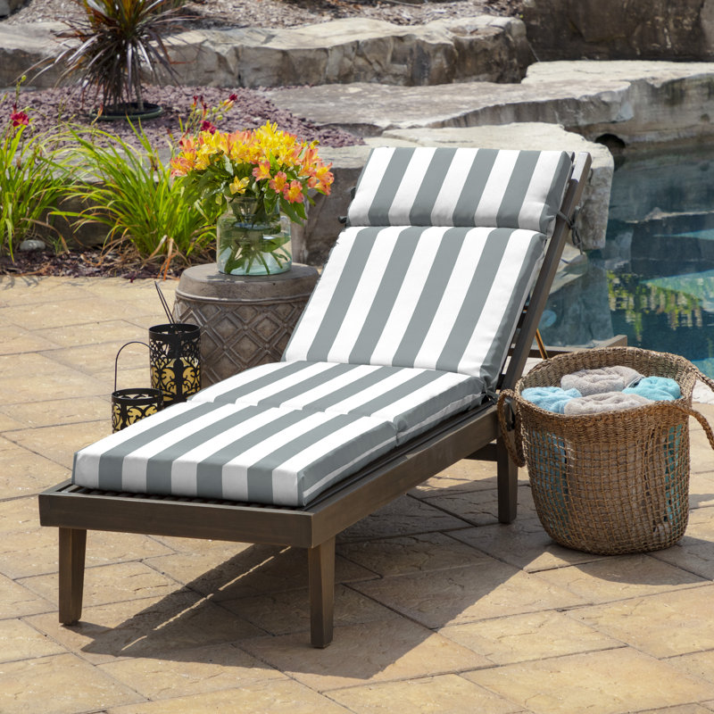 ARDEN Outdoor Chaise Lounge 2.5" Cushion, Stone/White