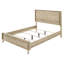 Grand lit 1 pièce Mid-Century moderne, finition en bois beige, tête de lit à lattes et panneau de décoration de chambre à coucher