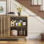Buffet 61,4 "avec rangement, armoire de rangement cannelée avec portes coulissantes et 4 tiroirs-271332245