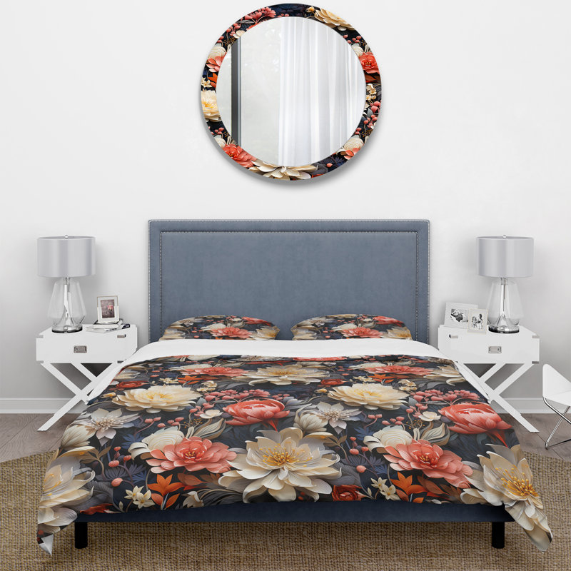 Florescence Floral Pattern - Ensemble de housse de couette à motif floral, Housse de couette pour très grand lit et 2 très