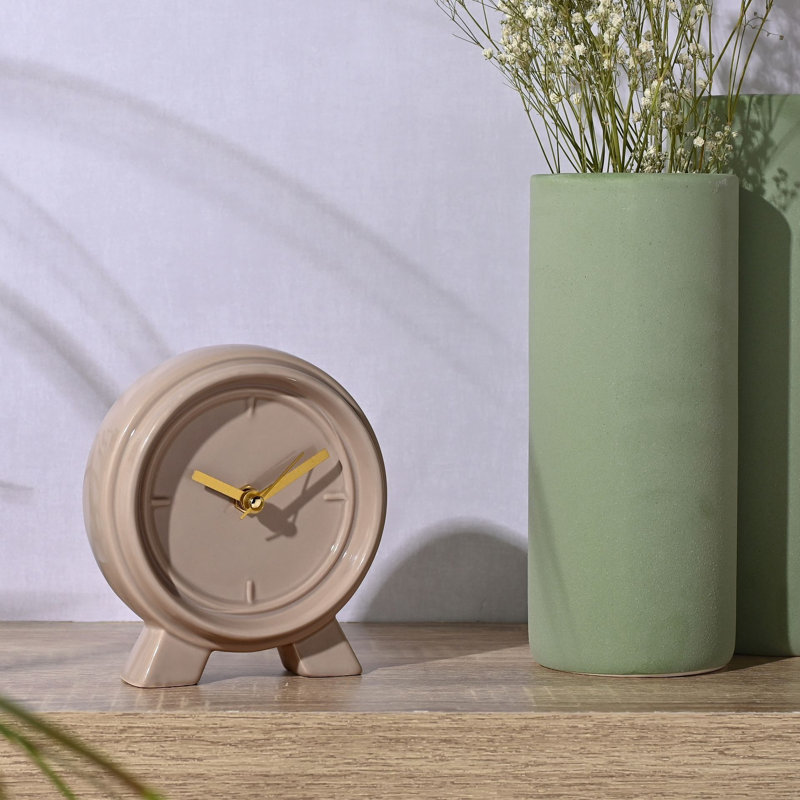Ceramic Quartz movement / Crystal Tabletop Clock, Brown