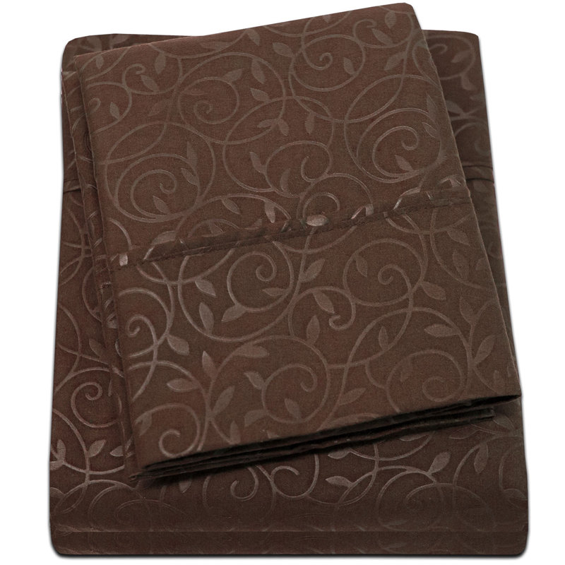 Microfiber Sheet Set, King Sheet Set with 2 Pillowcases, Chocolate