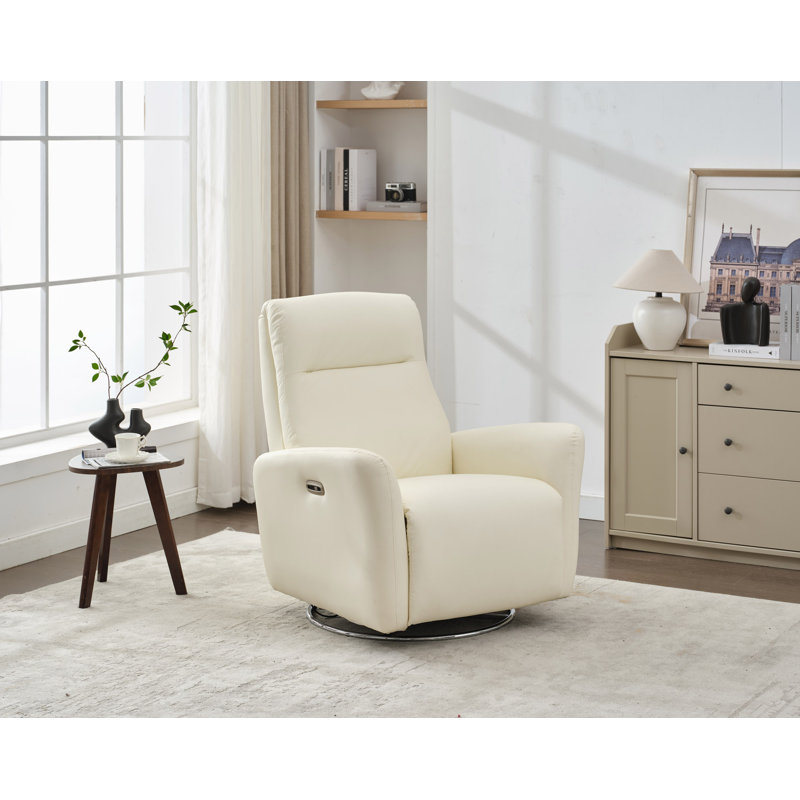 Fauteuil inclinable et pivotant en similicuir PU, Blanc