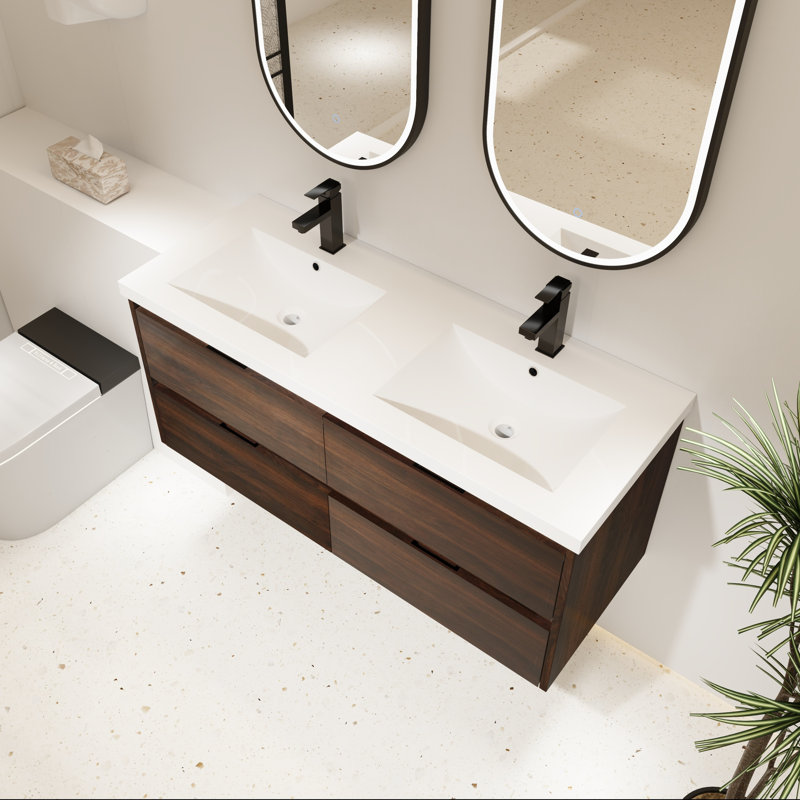 48" Bathroom Vanity with Double Sinks and Storage