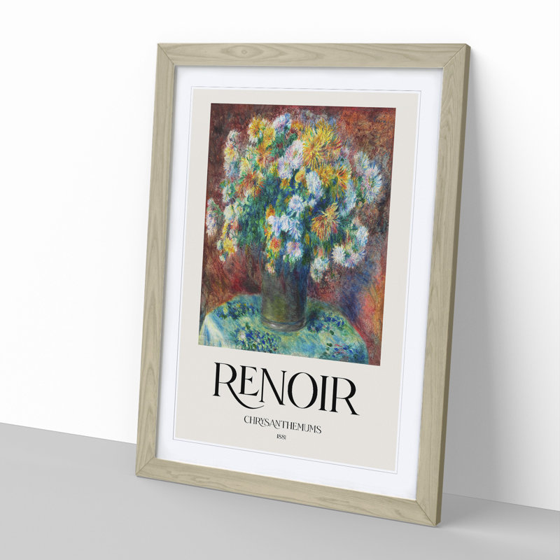 Chrysanthemums by Pierre-Auguste Renoir - Picture Frame Art Prints, 36cm H x 27cm W x 2cm D, Oak