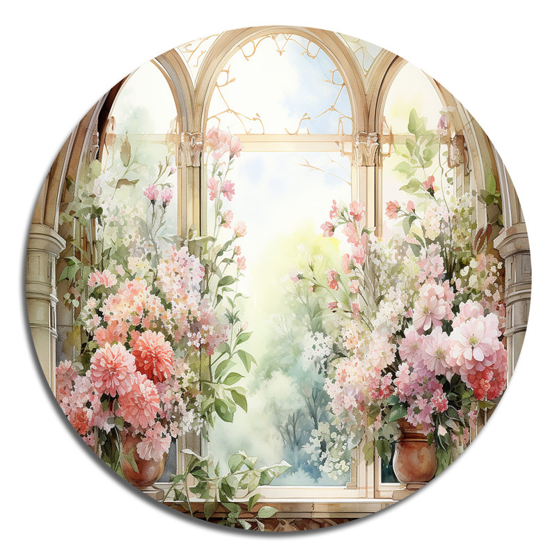 Hemkea - Art floral rond en métal, H 36 po x l 36 po