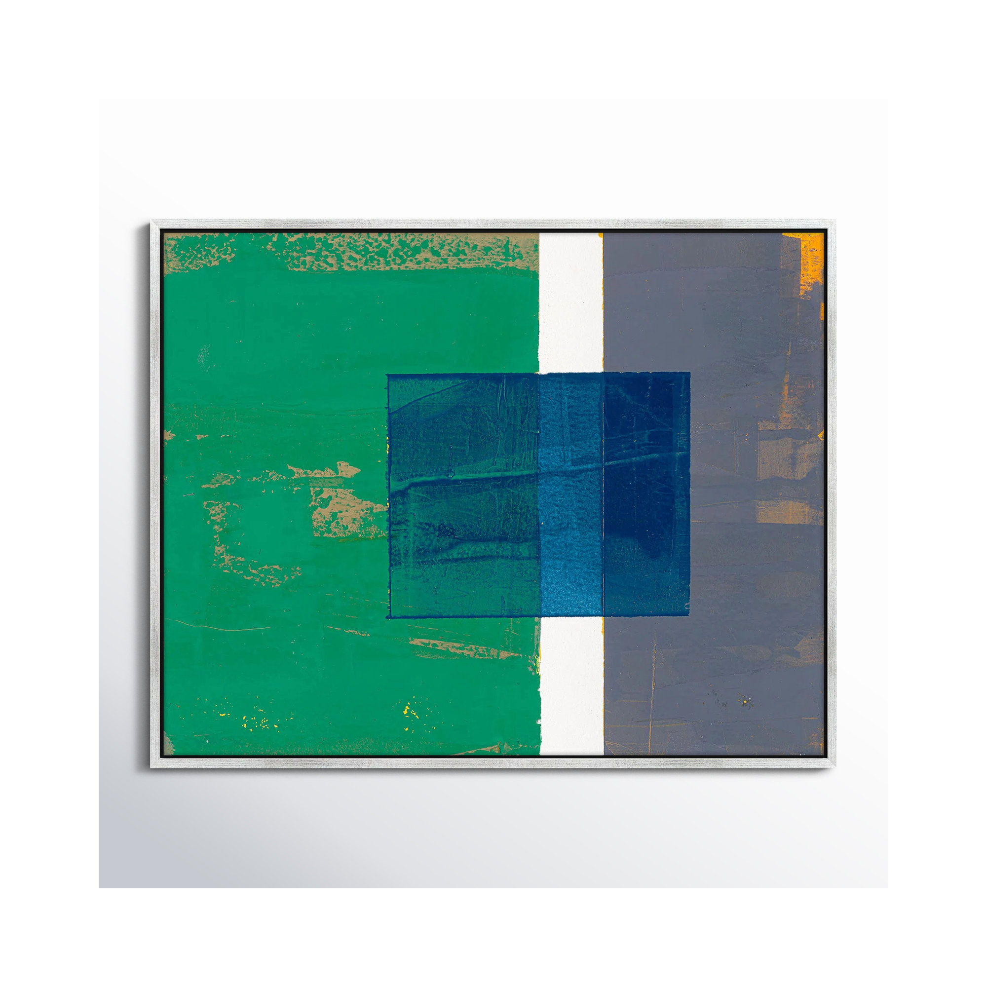 Bold In Blue 1 by Andrea Stokes, 40" H x 50" W x 1.38" D, Silver Framed