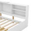 Lit plateforme simple en bois avec tête de lit avec rangement, tablettes et 2 tiroirs, blanc