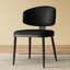 Table de salle à manger rectangulaire de 71 pouces, conception moderne, base en acier inoxydable, plateau en pierre frittée, 8 chaises en cuir noir, et facile à nettoyer pour 6 personnes, conception à haute température basse, installation