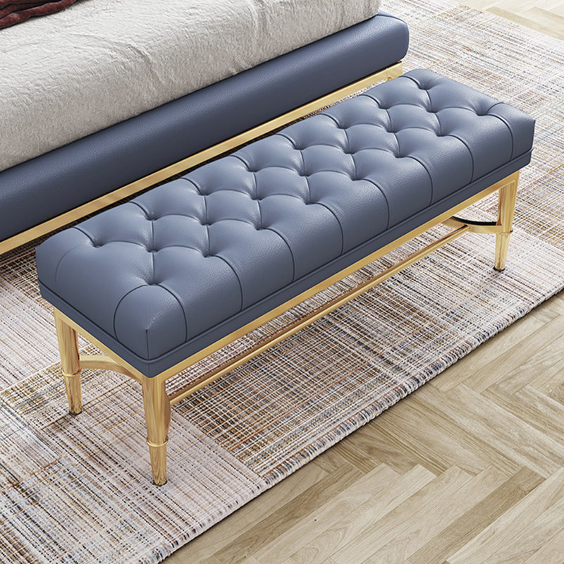 Blue Upholstered Leather Bedroom Bench With Entryway  Bench, Blue