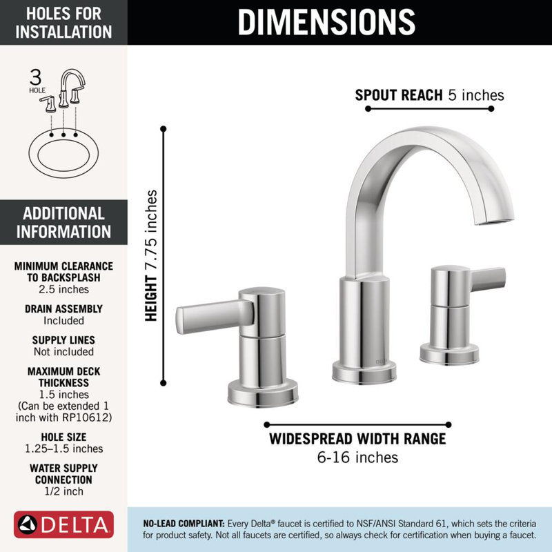 Robinet pour salle de bain Albion, Chrome chrome