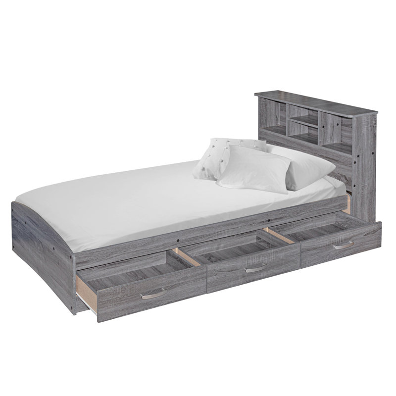 Signorelli Bookcase Storage Bed, Gray, Twin