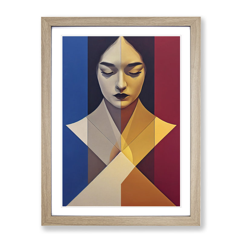 Angles Of A Woman Abstract - Wall Art, 34cm H x 25cm W, Oak Framed