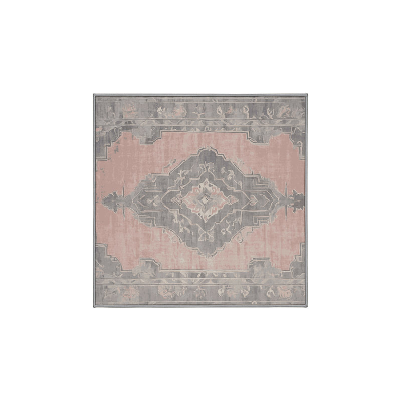 Tapis gris lavable à la machine, Carré 4 pi