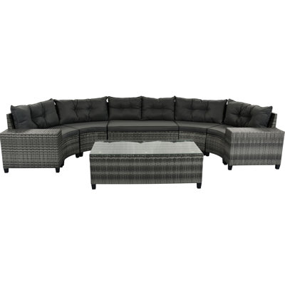 8 demi-lune d'extérieur, toutes saisons, courbées avec table, avec coussins d'eau, protégés, pe, Go Weather 8, coussins,