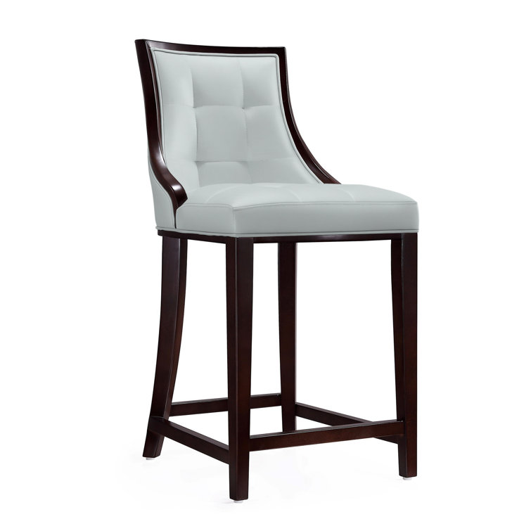 Upholstered Counter Stool with Solid Wood Frame