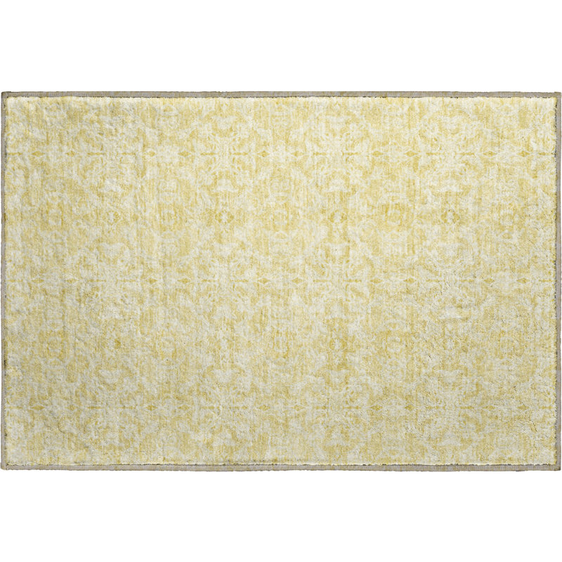 Tapis doré Prisco lavable à la machine de qualité supérieure, Rectangle 1 pi 8 po x 2 pi 6 po