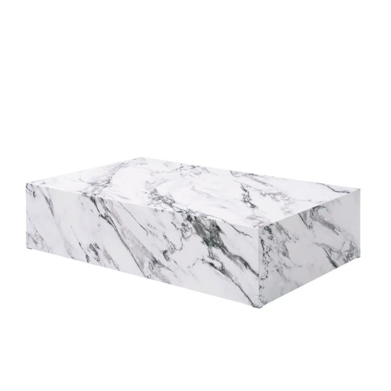 Fritzy Rectangular Coffee Table In White Engineered Stone