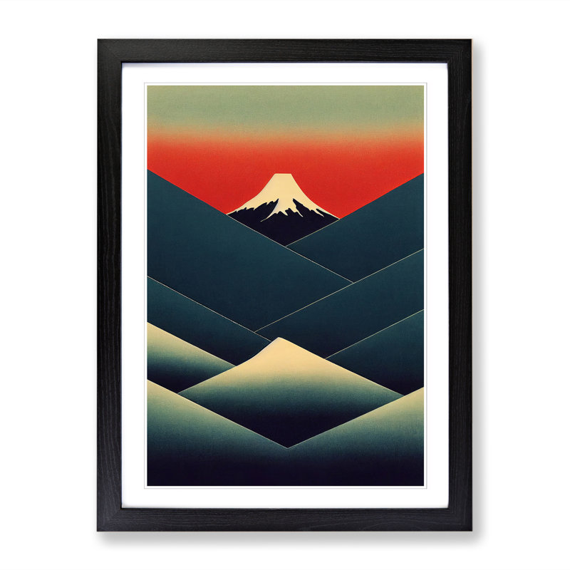 Liena Japanese Mountains Bauhaus 1 Piece Wall Art, 46cm H x 2cm W x 3cm D, Oak