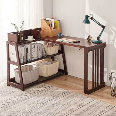 Combinaison bureau et bibliothèque en bois massif