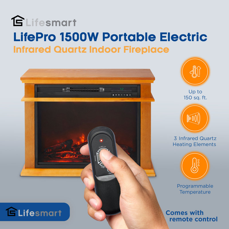 Golden Oak 1500 Watt Portable Electric Fireplace Heater with Remote Control