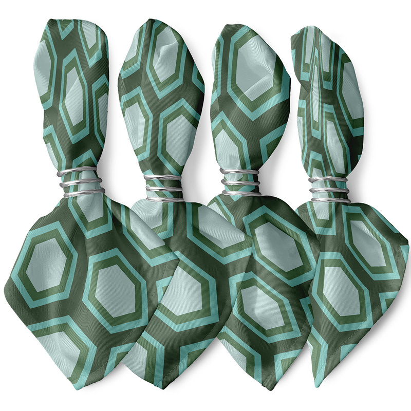 Ensemble de serviettes 4 pièces Alyrica, L 18 po x L 18 po, Vert / bleu pâle