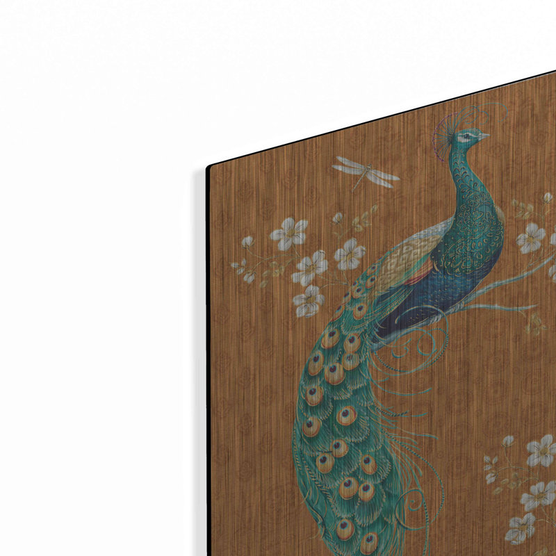 «Ornate Peacock IX Spice» par Daphne Brissonet, art mural en métal, H 16 po x l 12 po