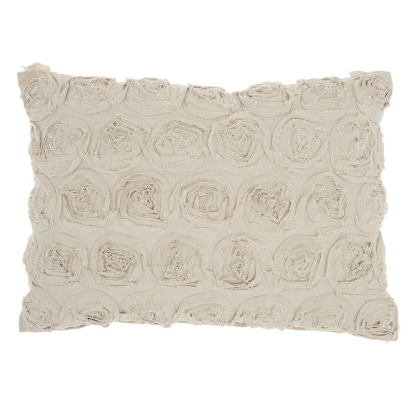 Ruffled Velvet Throw Pillow, 14" x 20", White