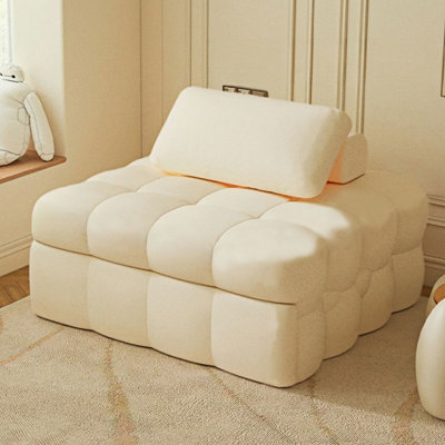 Cream Snowflake Velvet Convertible Sleeper Sofaed