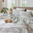 MooMee Striped Sheet Set 100% Washed Cotton Linen Like Textured Breathable Lightweight-122443640-118739900