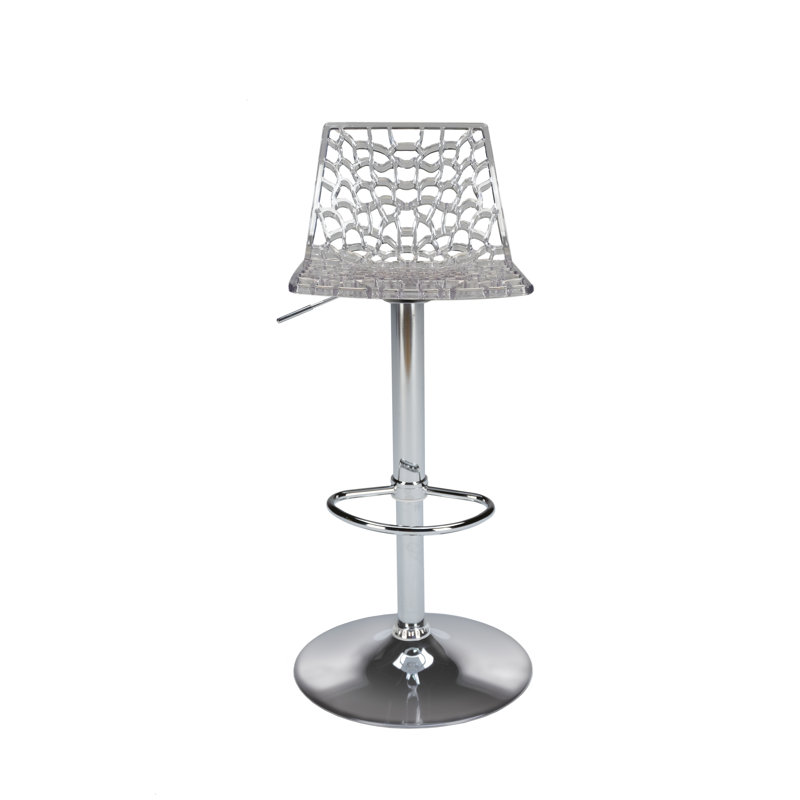 Spider Height Adjustable Swivel Bar Stool, Transparent