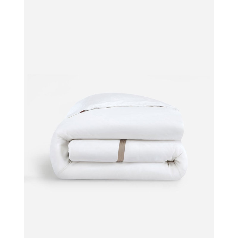 Frame Duvet Cover, White/Taupe, Full Duvet Cover