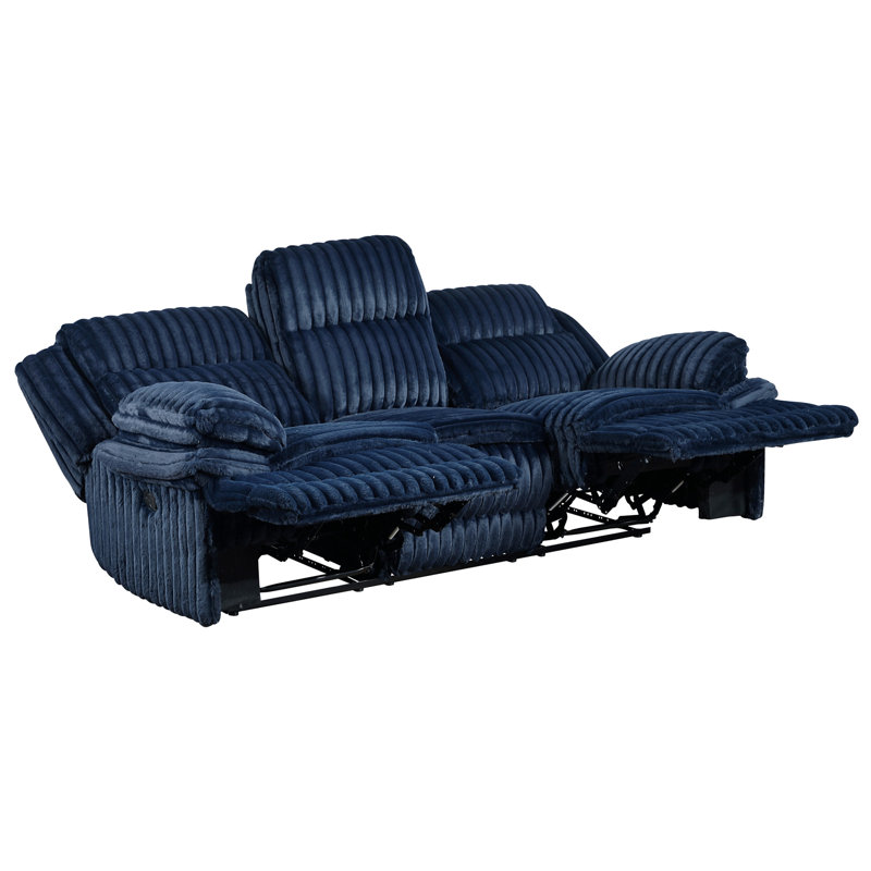Canapé double inclinable en velours côtelé bleu, Velours côtelé bleu