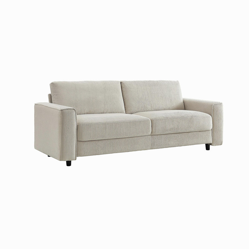 Canapé moderne en velours côtelé 3 places, H 33 po x l 86 po x P 32 po, Beige