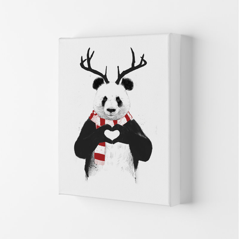 Christmas Panda by Mercedes Lopes Charro - Print, 42cm H x 29.7cm W x 4cm D, Wrapped Canvas