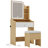 Small Vanity Table Set With Lights & Mirror, Storage Drawer, 3 Shelves And Chair - Wooden Makeup Desk