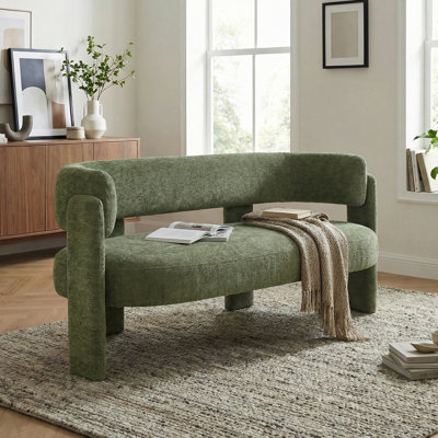 Upholstered Barrel Backrest Loveseat Sofa